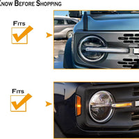 2021+ Ford Bronco Glossy Black Headlight Decorative Cover - Fits 2 & 4 Door