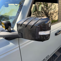 2021+ Ford Bronco Side View Mirror Cap Overlays - Ribbed Style (1 Pair) - Real Dry Molded Carbon Fiber