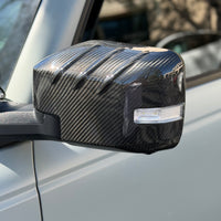 2021+ Ford Bronco Side View Mirror Cap Overlays - Ribbed Style (1 Pair) - Real Dry Molded Carbon Fiber