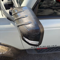 2021+ Ford Bronco Side View Mirror Cap Overlays - Ribbed Style (1 Pair) - Real Dry Molded Carbon Fiber
