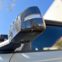 2021+ Ford Bronco Side View Mirror Cap Overlays - Ribbed Style (1 Pair) - Real Dry Molded Carbon Fiber