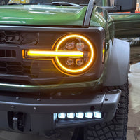 2021+ Ford Bronco Quad / Dual Projector LED Amber/ White Headlight (Raptor Style) - Fits 2 & 4 Door (1 Pair)