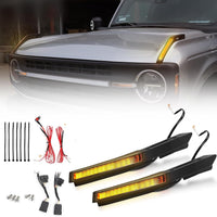 2021+ Ford Bronco Hood Trail Sight Trim Amber Lights (2 Piece) - Fits 2 & 4 Door