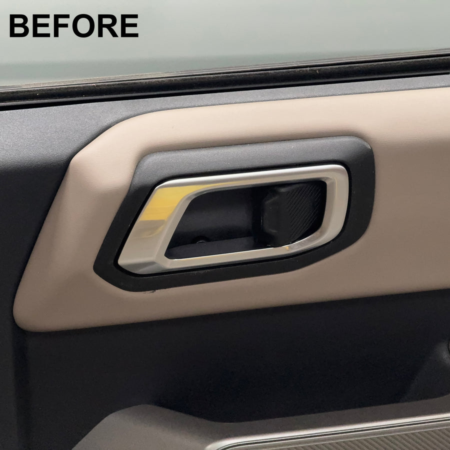 2021+ Ford Bronco Inner Door Handle Cover Overlay (4 Piece Kit) - Real Dry Molded Carbon Fiber