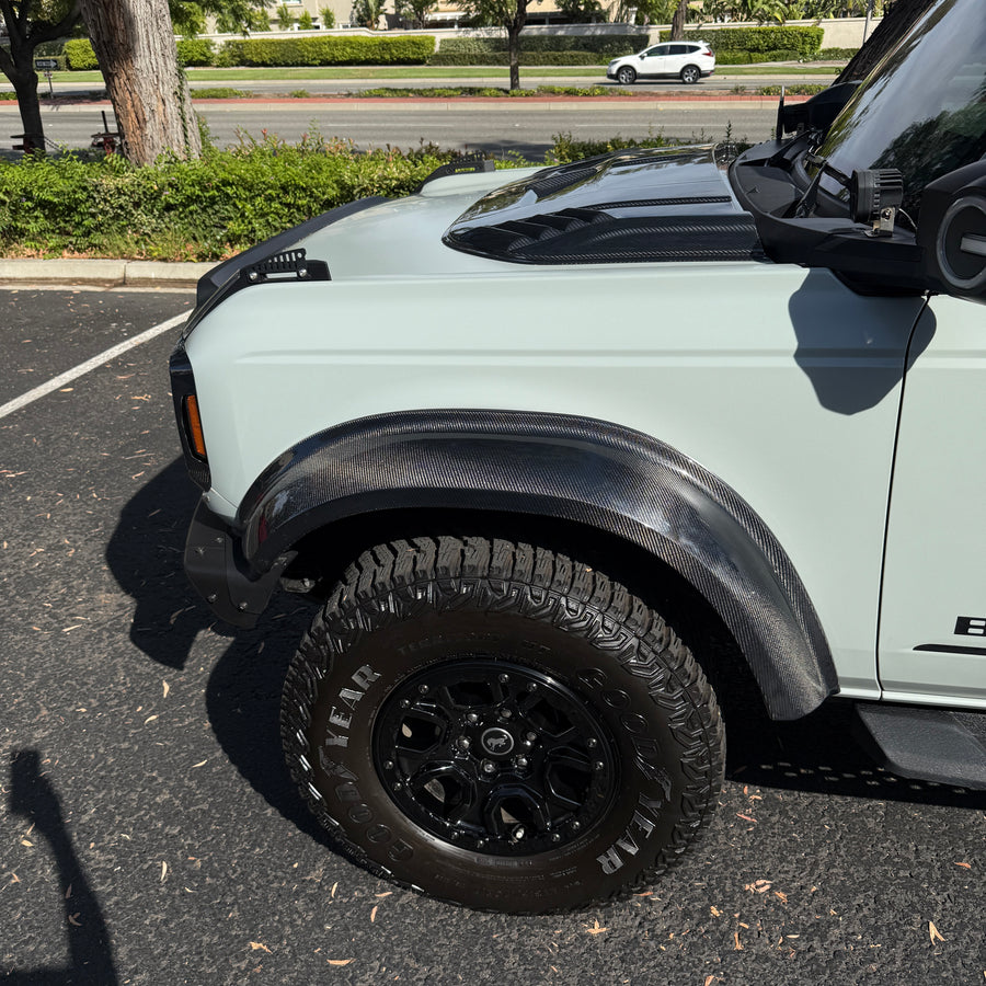 2021+ Ford Bronco Wheel Arch Fender Flares  - Real Molded Carbon Fiber (6-piece) - Fits 4 Door Only