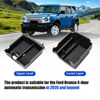 2025+ Ford Bronco armrest organizer - Dual Layer - ABS Plastic - Fits 2 & 4 Door