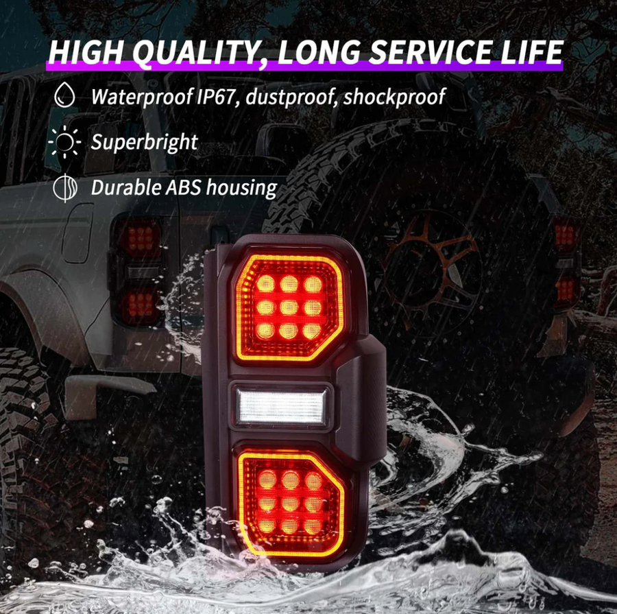 Bronco Raptor Rear Lamp 2021+ Ford Bronco Raptor Style Tail Lights (Plug and Play) - Fits 2 ...