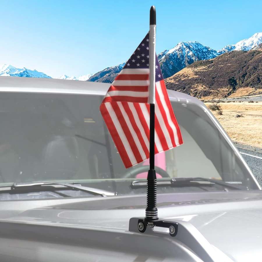 2021+ Ford Bronco Hood Flagpole - American flag - Fits 2 & 4 Door
