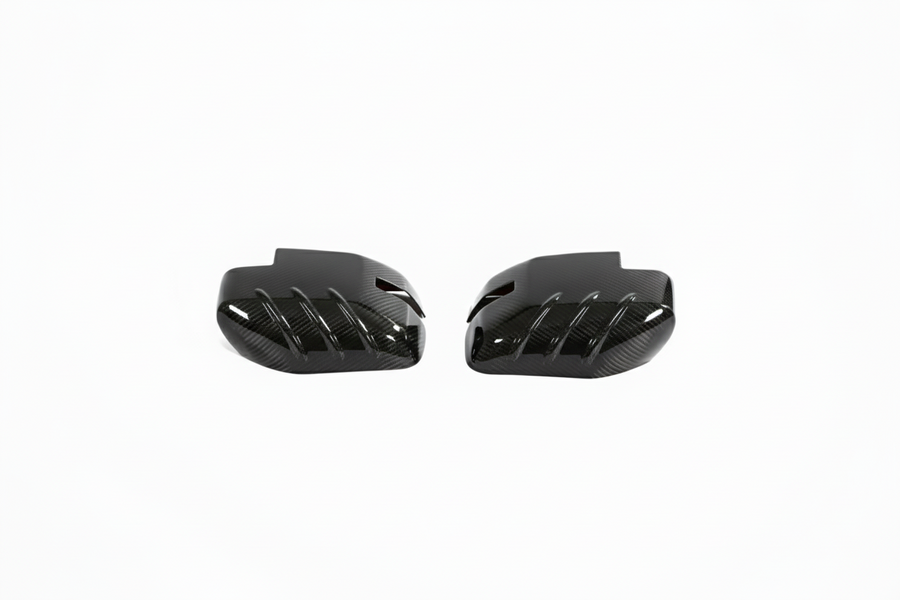 2021+ Ford Bronco Side View Mirror Cap Overlays - Ribbed Style (1 Pair)  - Real Dry Molded Carbon Fiber