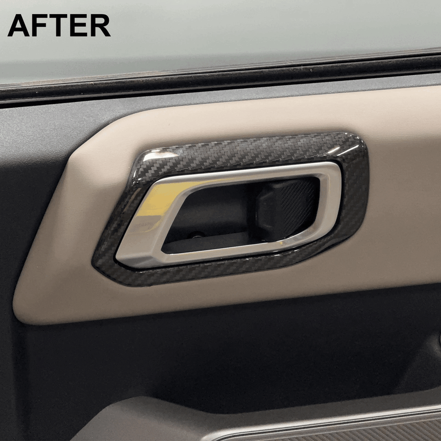 2021+ Ford Bronco Inner Door Handle Cover Overlay (4 Piece Kit) - Real Dry Molded Carbon Fiber